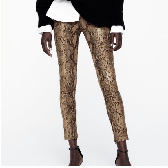 ZARA - ANIMAL PRINT COATED LEGGINGS - Picture 5 of 8